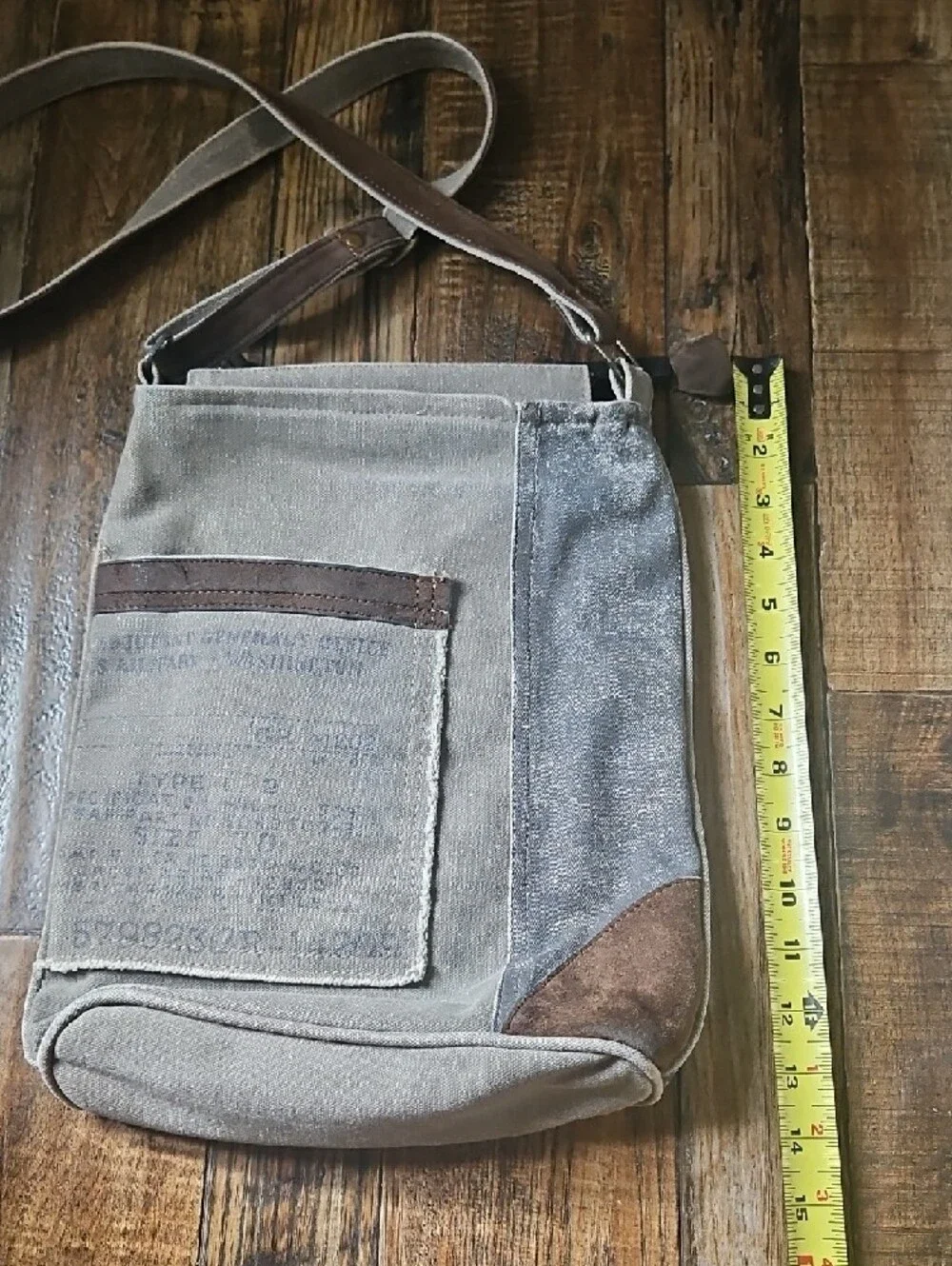 Mona B Canvas Crossbody Bag with Brown Suede Accents